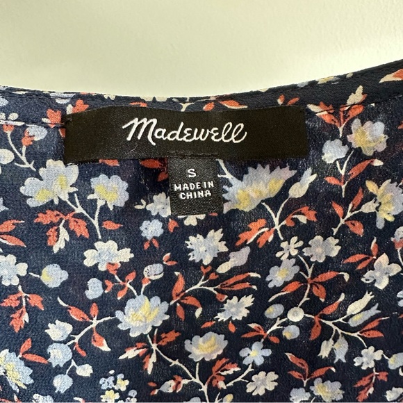 Madewell Silk Button-Front Peplum Top in Harvest Vine - Picture 8 of 11